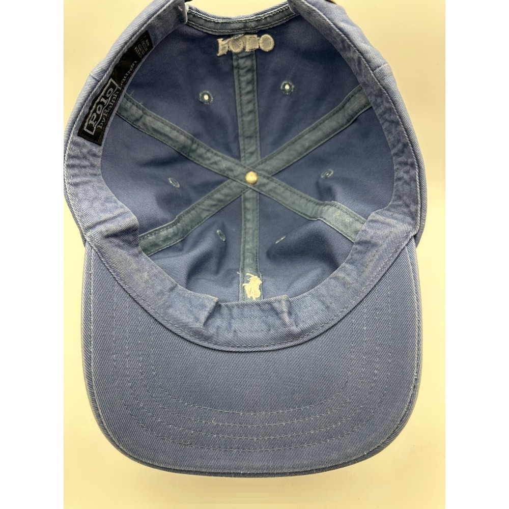 Vintage 90s Polo by Ralph Lauren Hat Made in USA Blue Chino Strapback Cap POLO - Picture 4 of 7